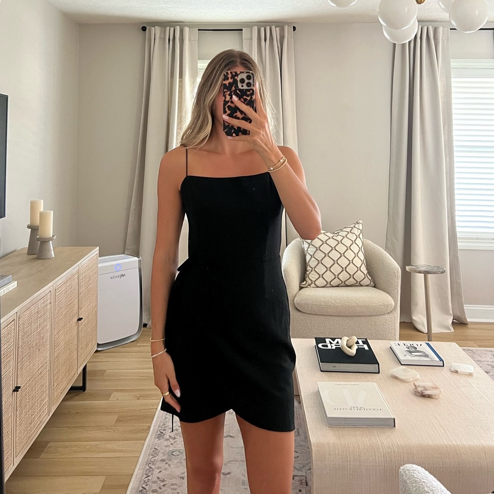 Princess Polly Front Tie Black Mini Dress